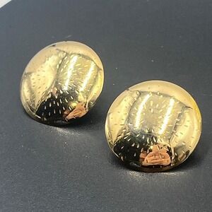14K Solid Yellow Gold Large Dome Round Indended Textured Stud Earrings 25mm